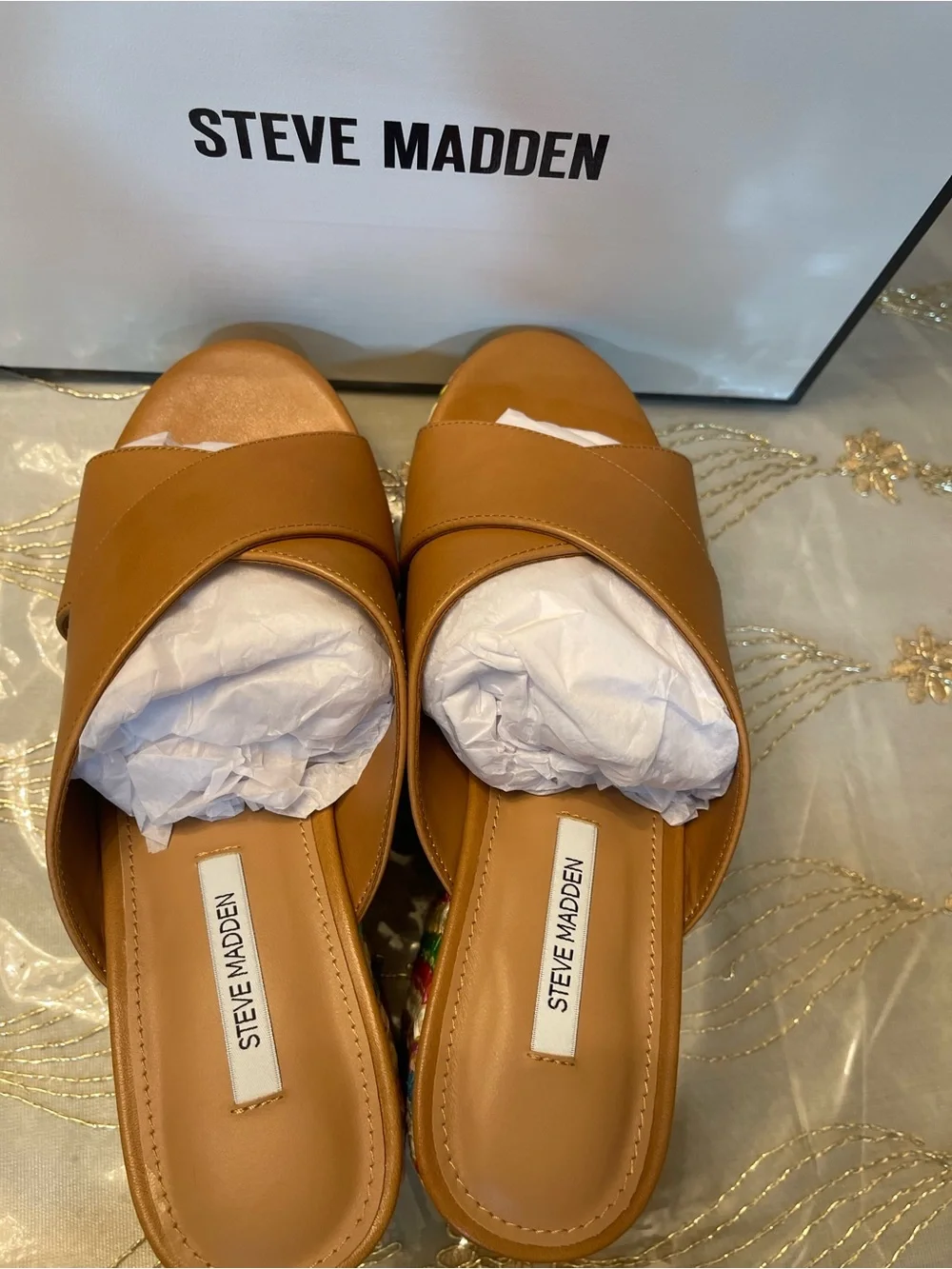 NWB Steve Madden women’s truthful crossband sandals raffia 90s style size 8